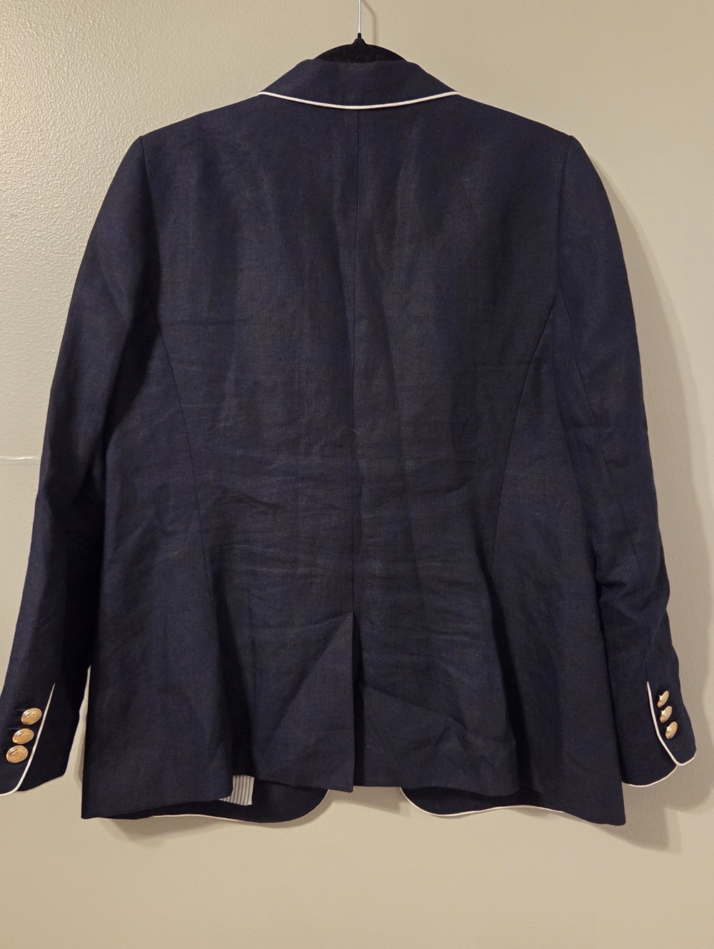 Talbots Womens Blue 100% Linen Preppy Coastal Gold Button Blazer Sz 12 Office - Picture 4 of 10